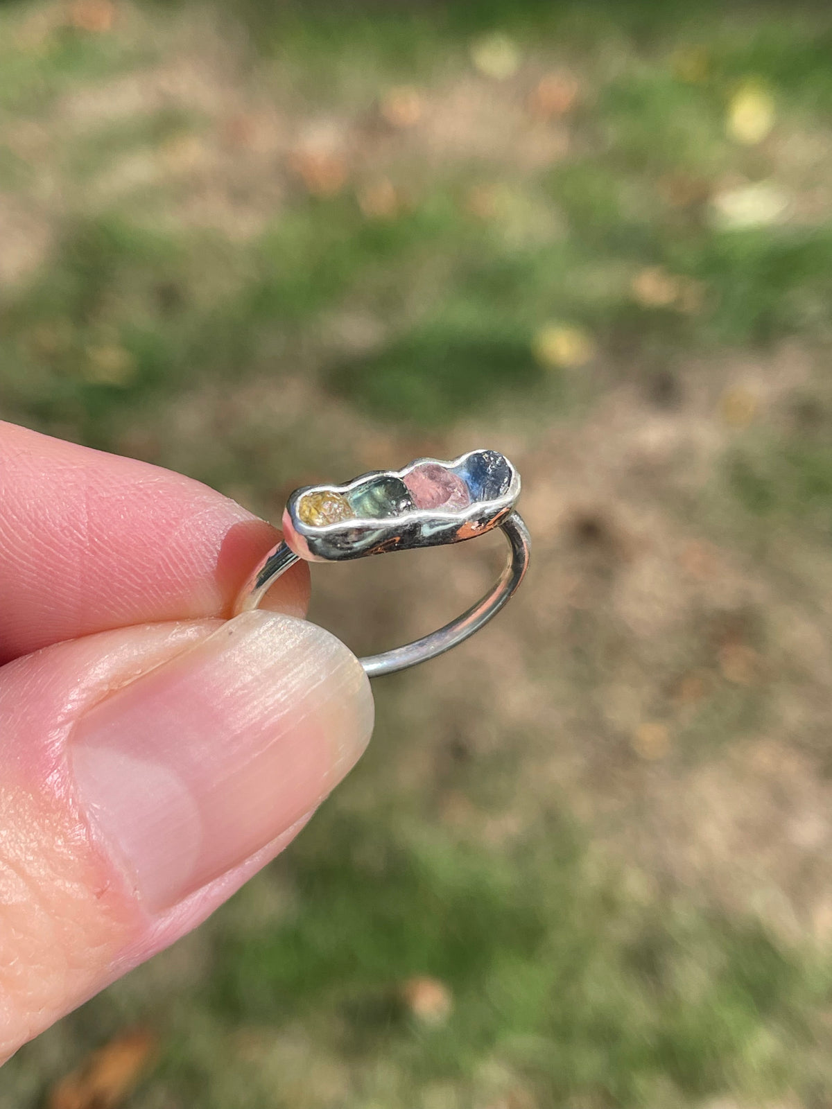 Raw Montana Sapphire Rainbow Ring 1 Size 6