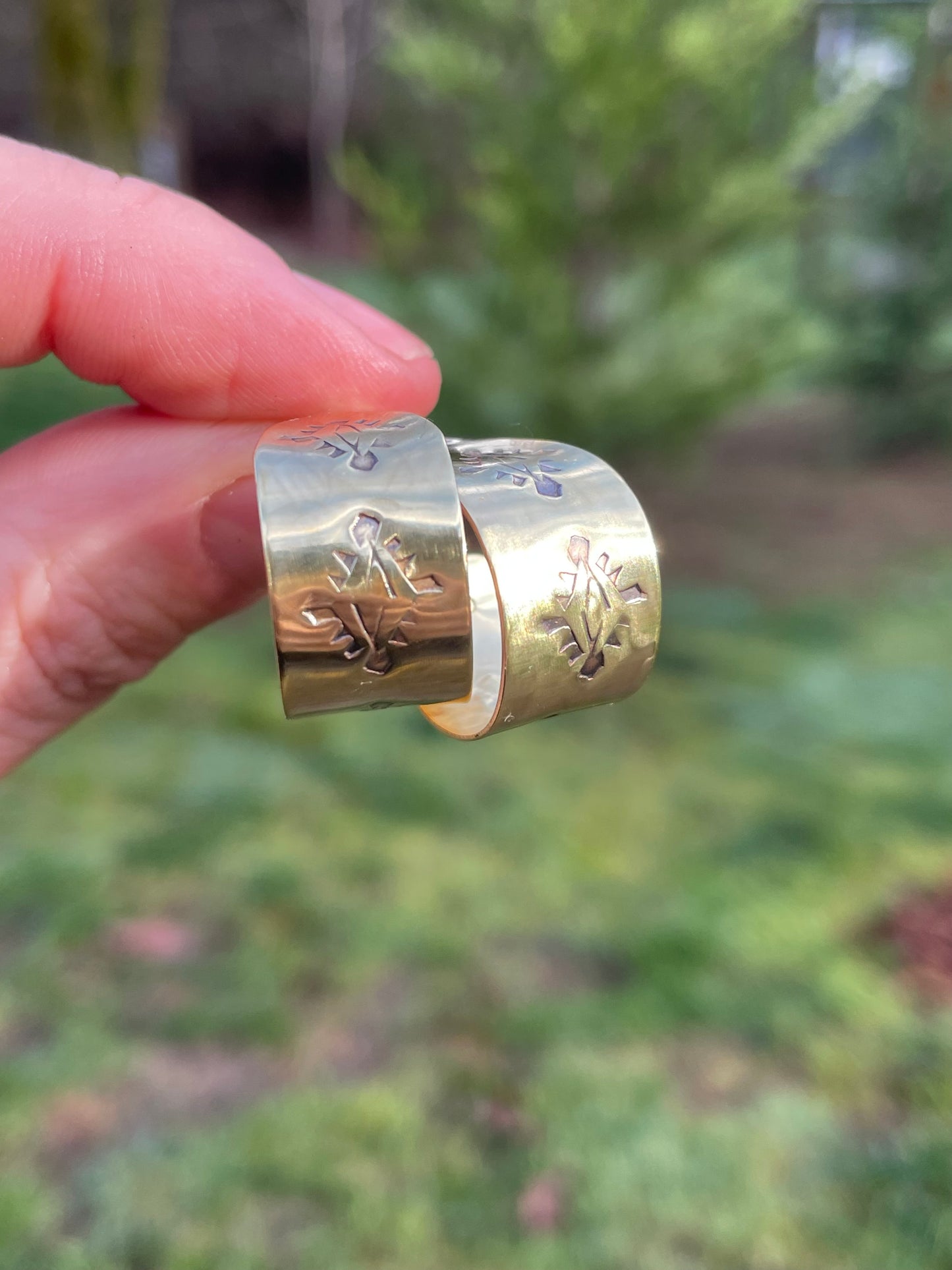 Small Hand stamped Brass Hoops 2