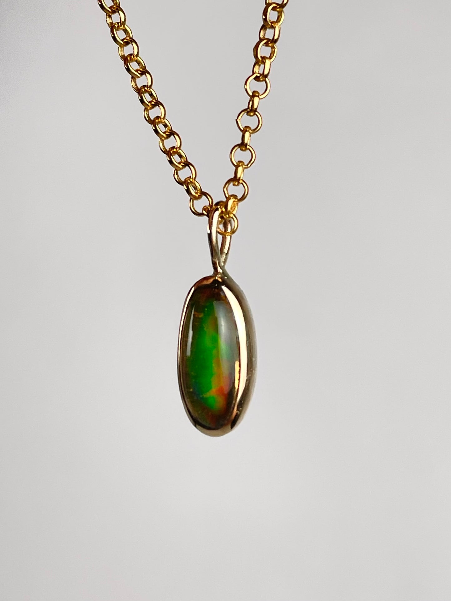 Mexican Fire Opal Pendant in 14k Gold