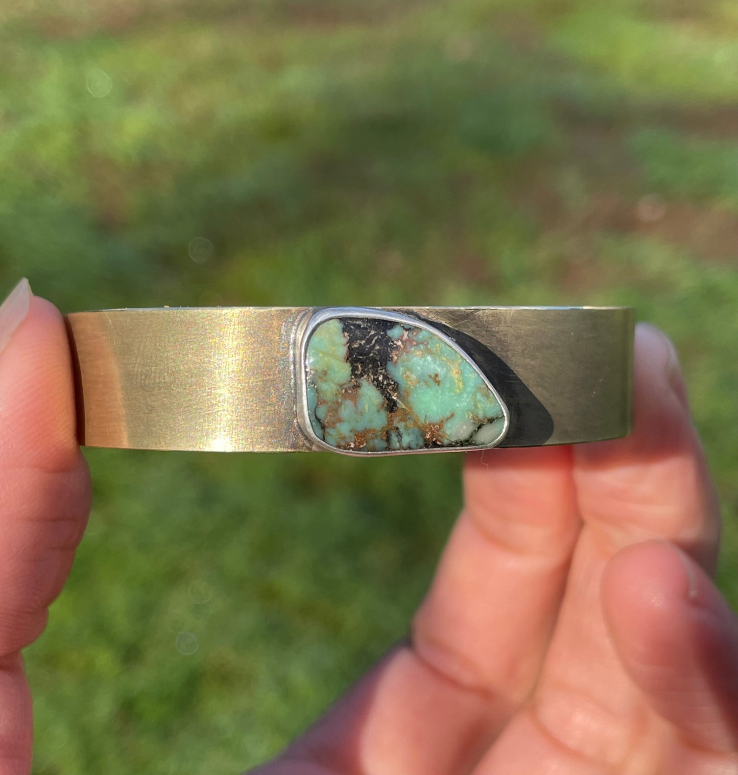Wide Variscite Brass Cuff 1