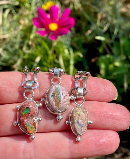 Mexican Fire Opal chain necklace 2