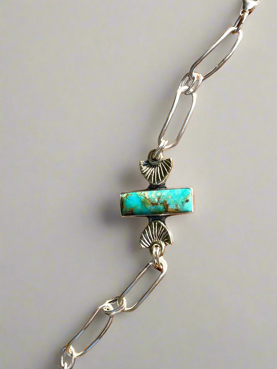 Hand Fabricated Turquoise Chain Bracelet