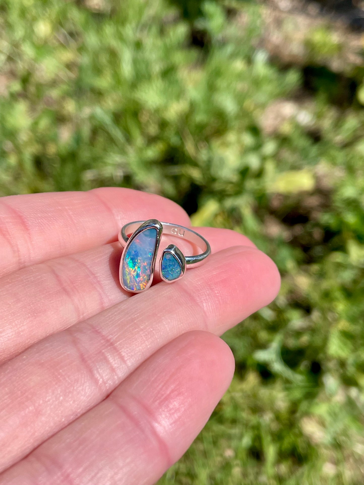Australian Opal Split Ring Size 6.5-7.5
