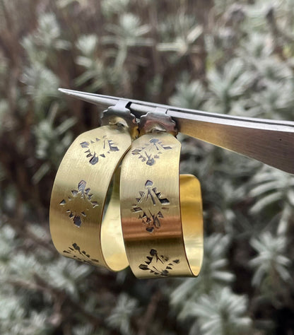 Hand stamped Brass Hoops 4