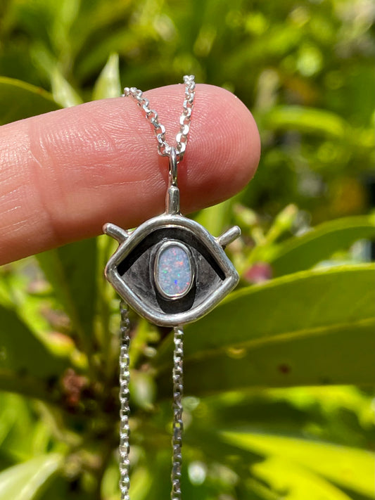 Evil eye Talisman Opal Necklace