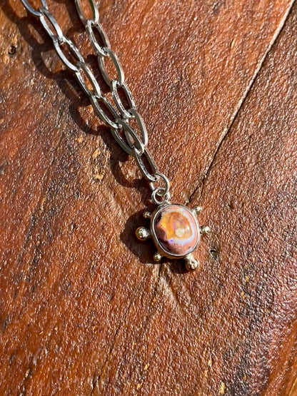Mexican Fire Opal Chain Necklace 3