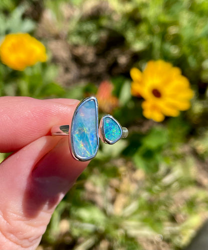 Australian Opal Split Ring Size 6.5-7.5