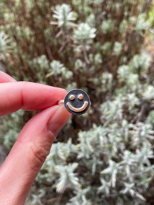 Sterling Silver and Brass Smiley Ring