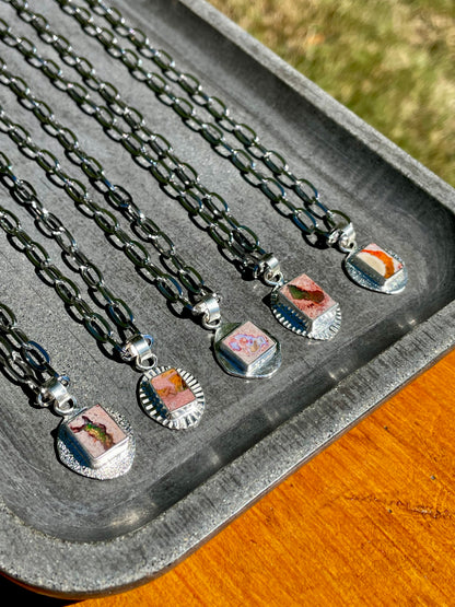Mexican Fire Opal inlay Pendant 2