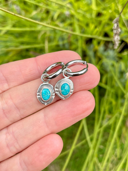 Whitewater turquoise Huggie Hoop Earrings 3