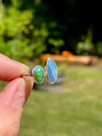 Opal and Turquoise split ring size 7-8