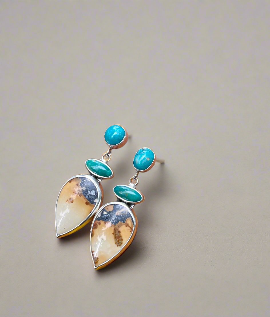 Turquoise and Jasper stud Earrings