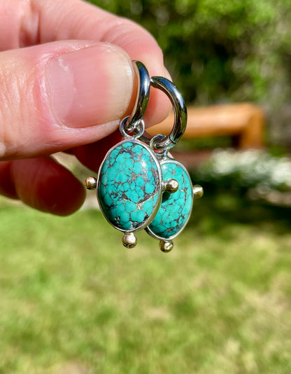 Old stock Turquoise Huggie Hoop