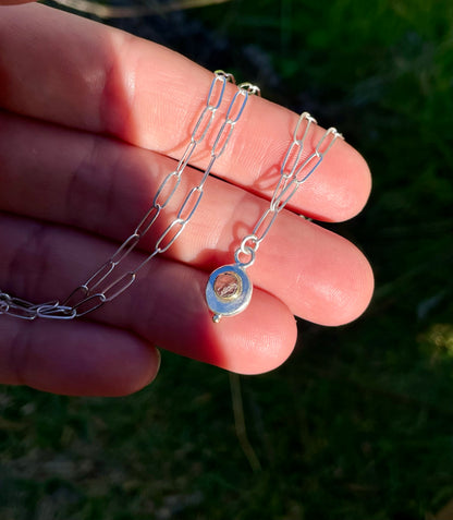 Raw Montana Sapphire Gold and Silver Necklace