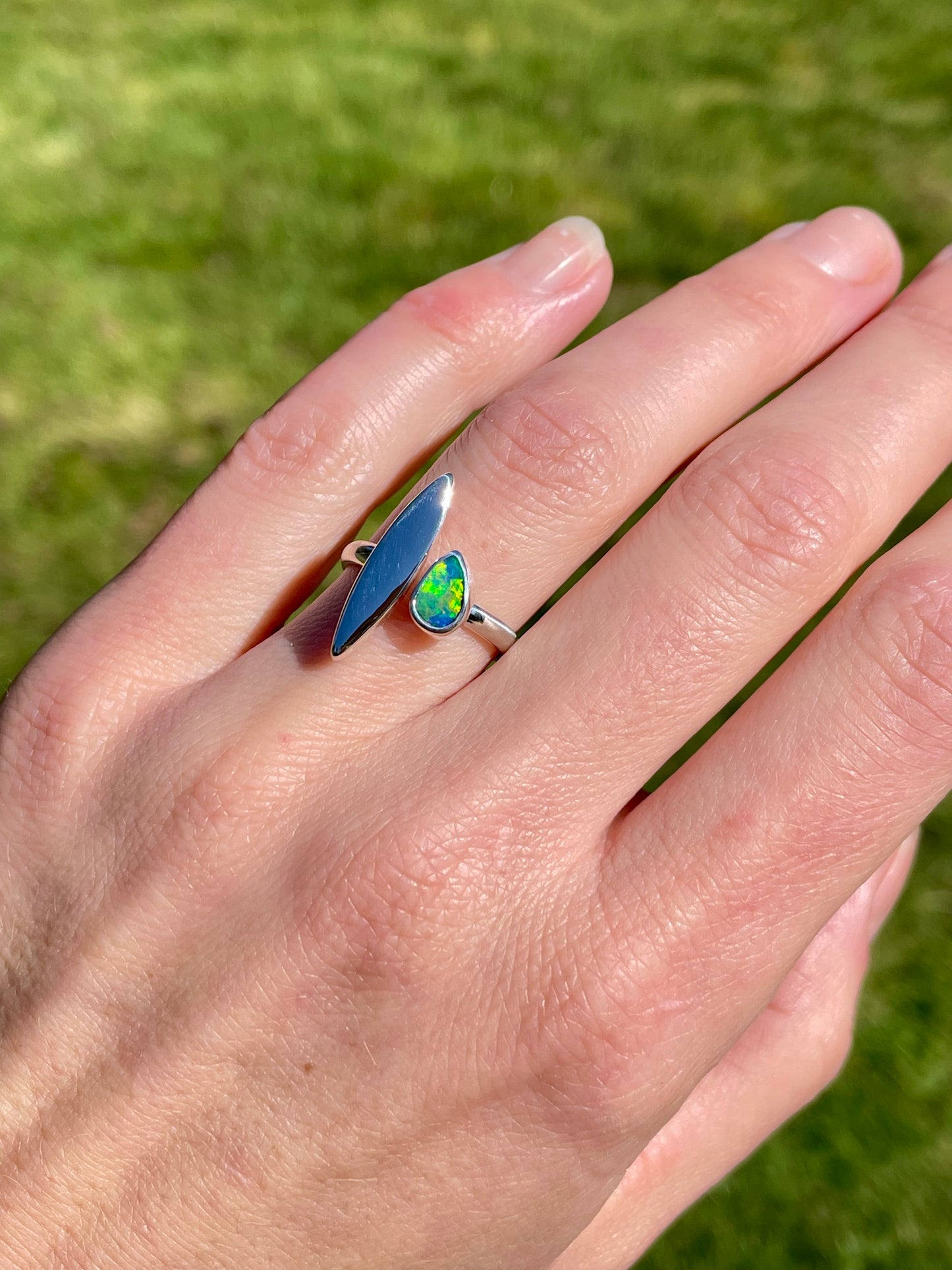 Australian Opal split Ring size 7-8.5