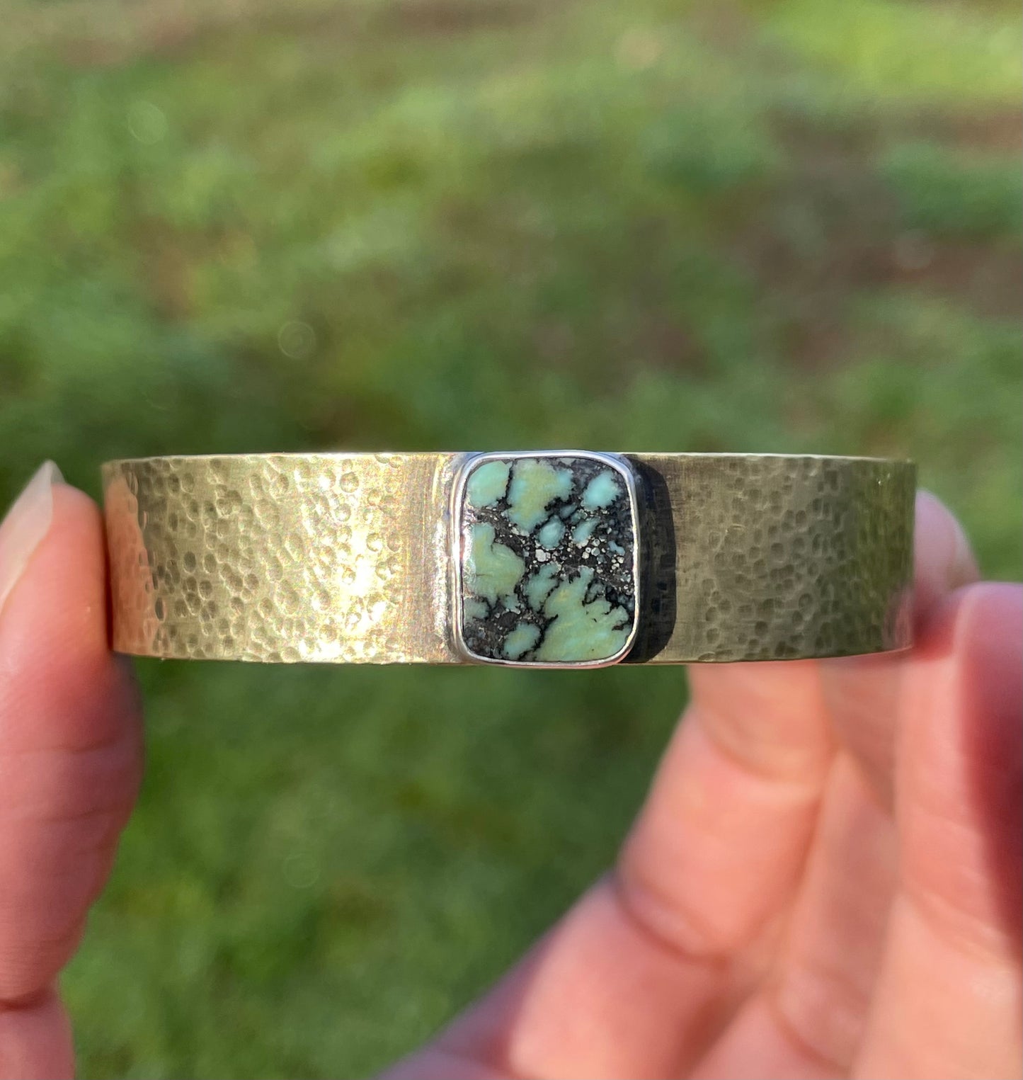 Wide Variscite Brass Cuff 2