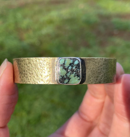 Wide Variscite Brass Cuff 2