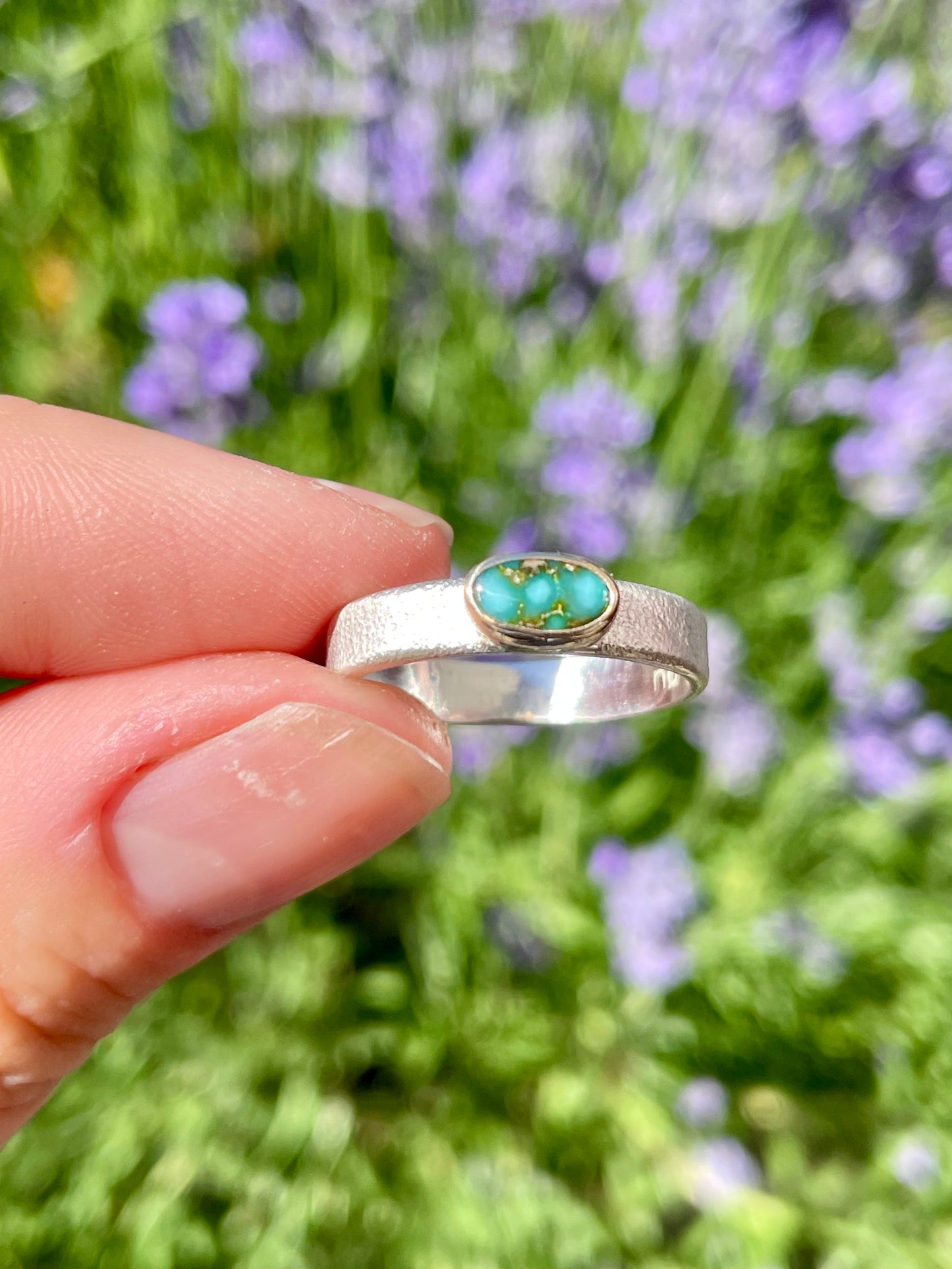 Sonoran Mountain Turquoise in Sterling and 14k Gold size 9