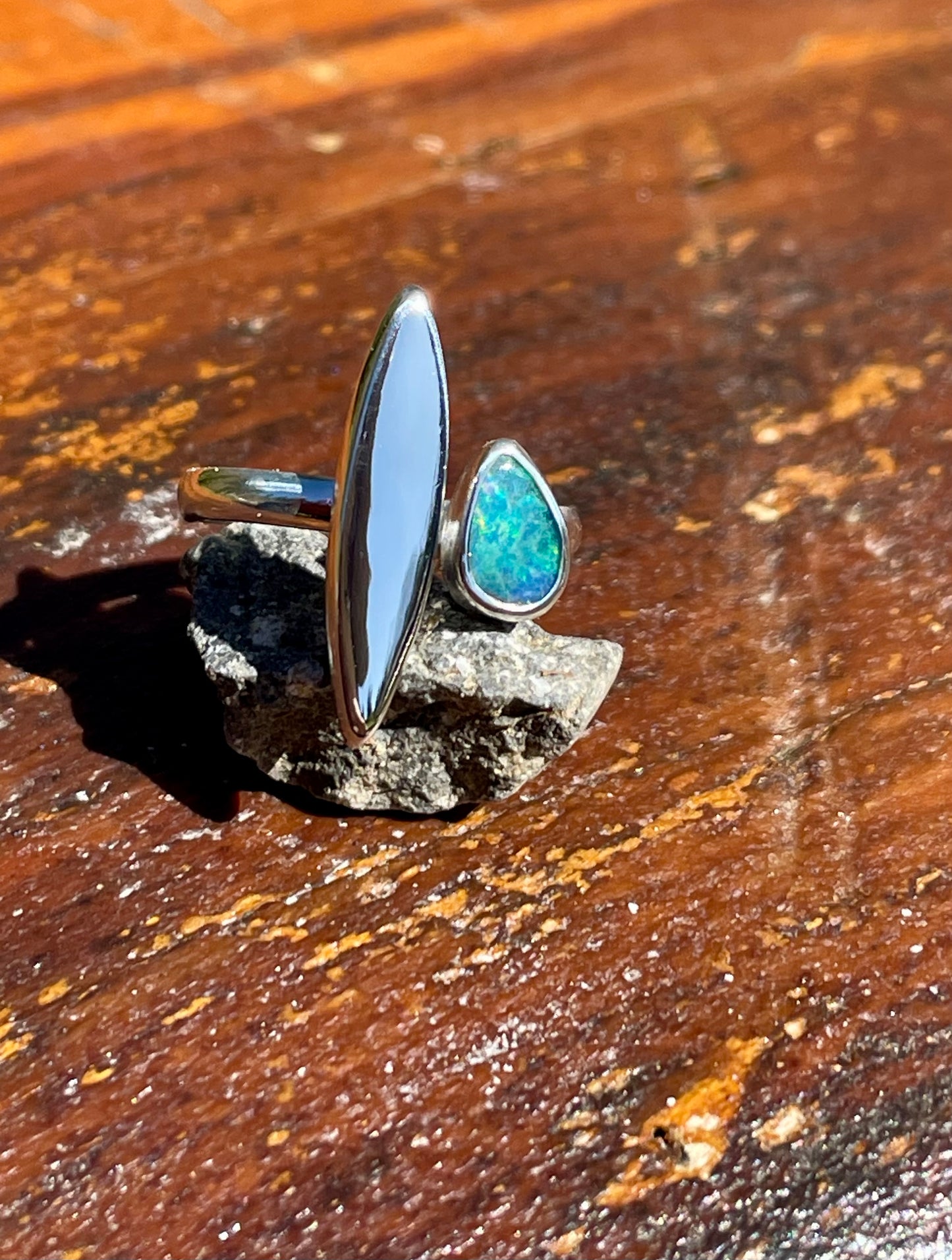 Australian Opal split Ring size 7-8.5