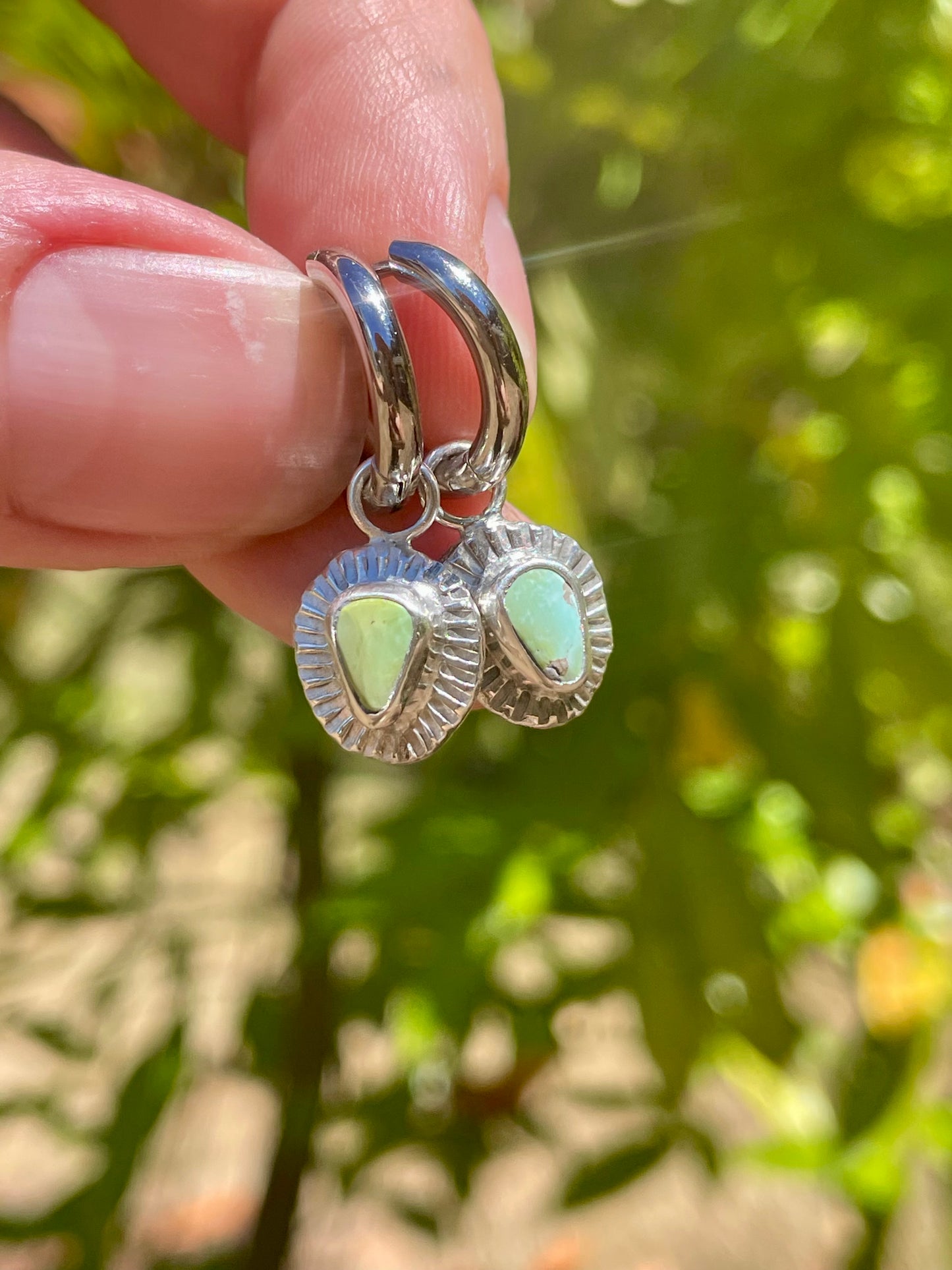 Blue Gem Turquoise Huggie Hoops