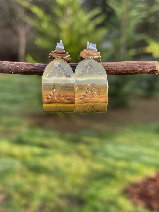 Small Hand stamped Brass Hoops 1