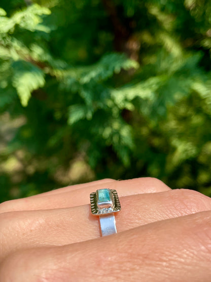 14k Gold and Sterling Tourmaline Ring size 8