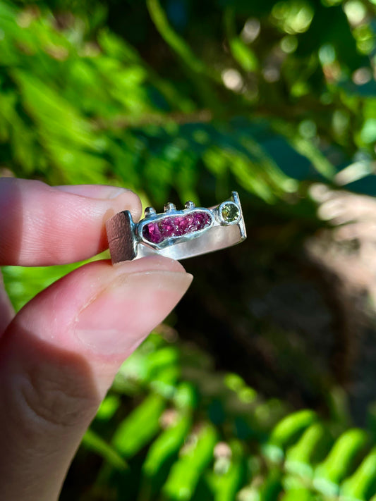 Garnet and Tourmaline Ring size 6.5