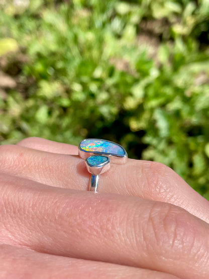 Australian Opal Split Ring Size 6.5-7.5