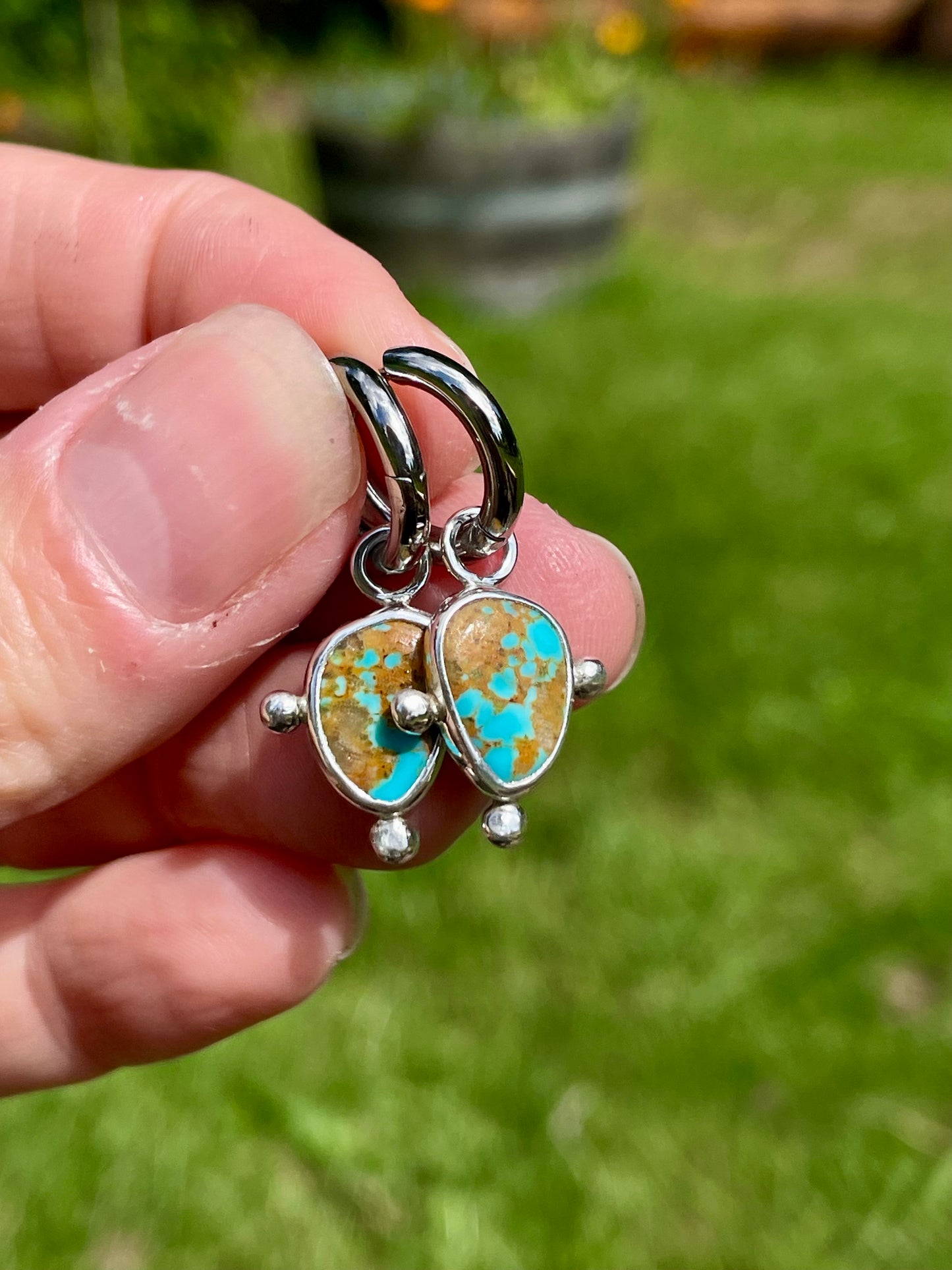 Kingman Turquoise Huggie Hoops