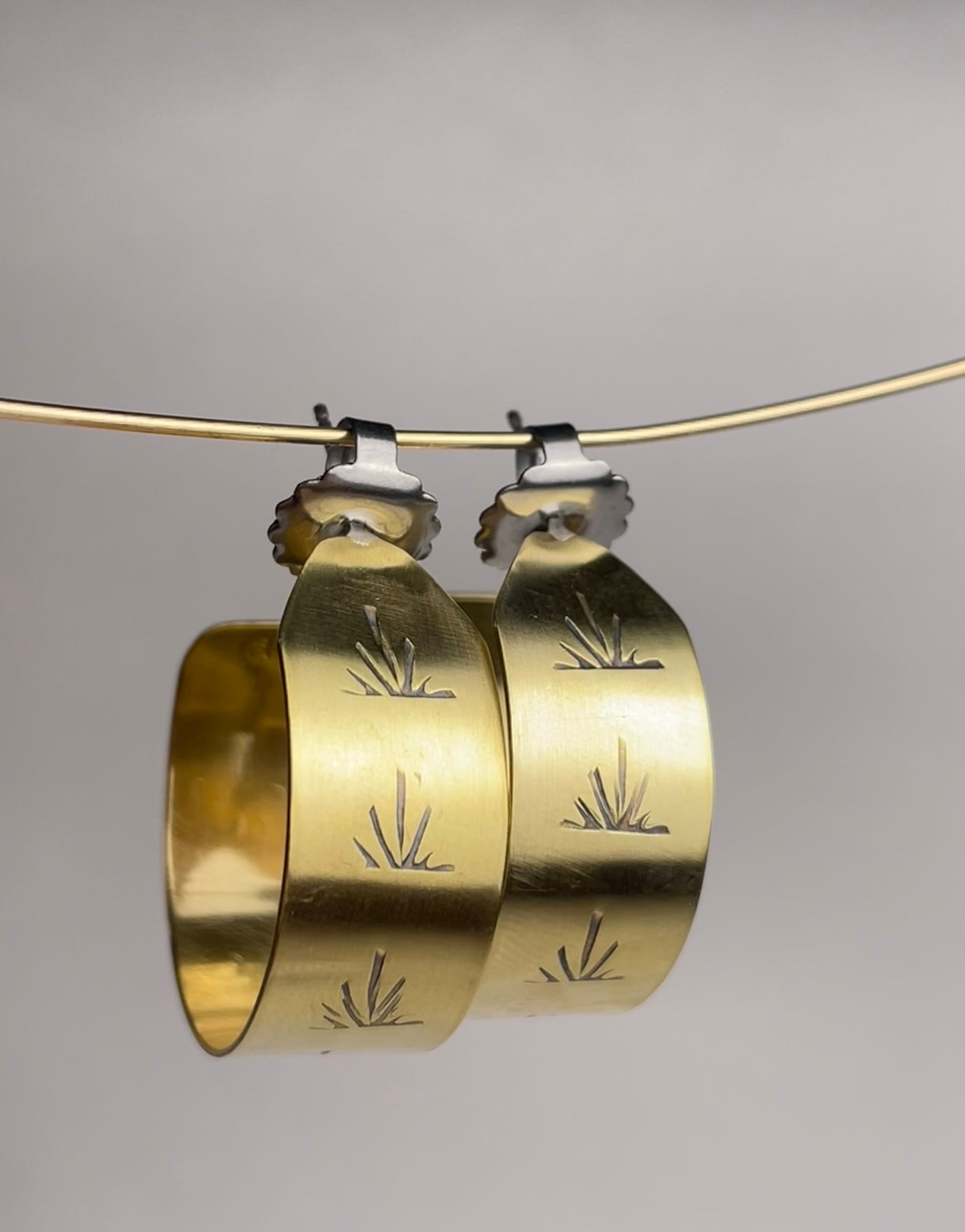 Hand stamped Brass Hoops 1