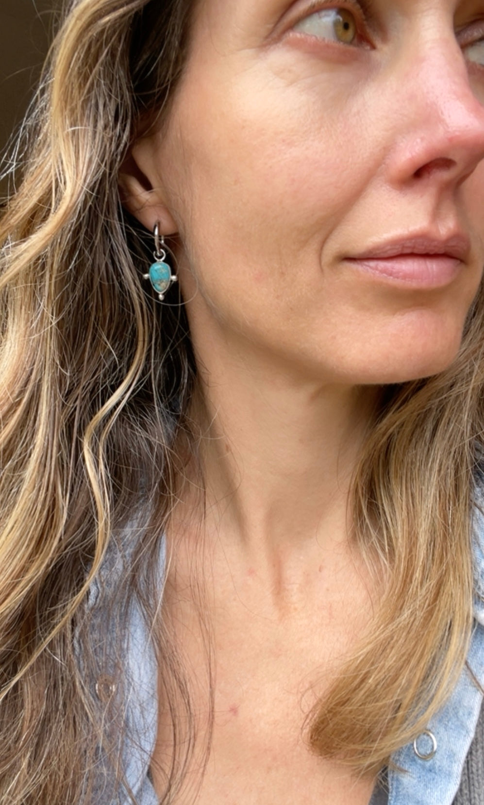 Turquoise Huggie Hoop Earrings
