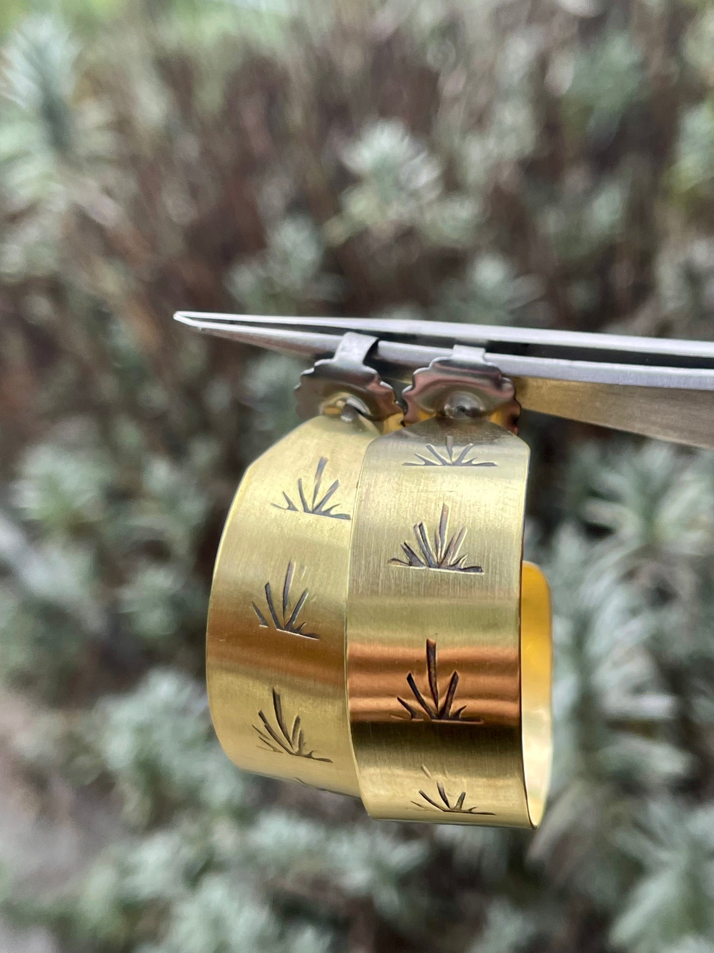 Hand stamped Brass Hoops 1