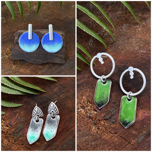 Enameled round and pointy Earrings