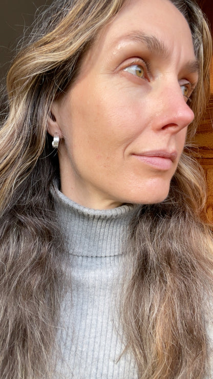 Hand stamped Sterling Hoops 3