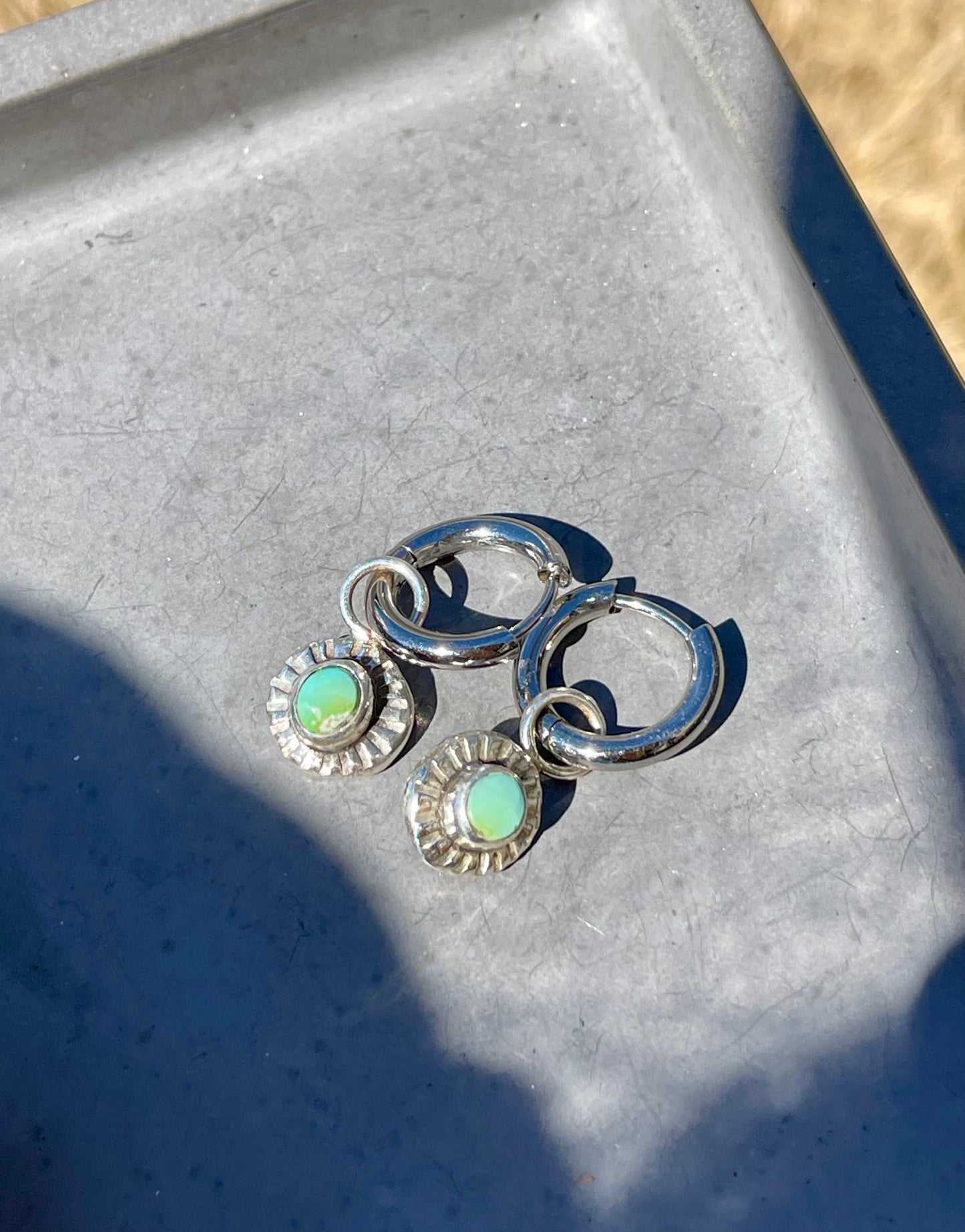 Sonoran Gold turquoise Huggie Hoop Earrings