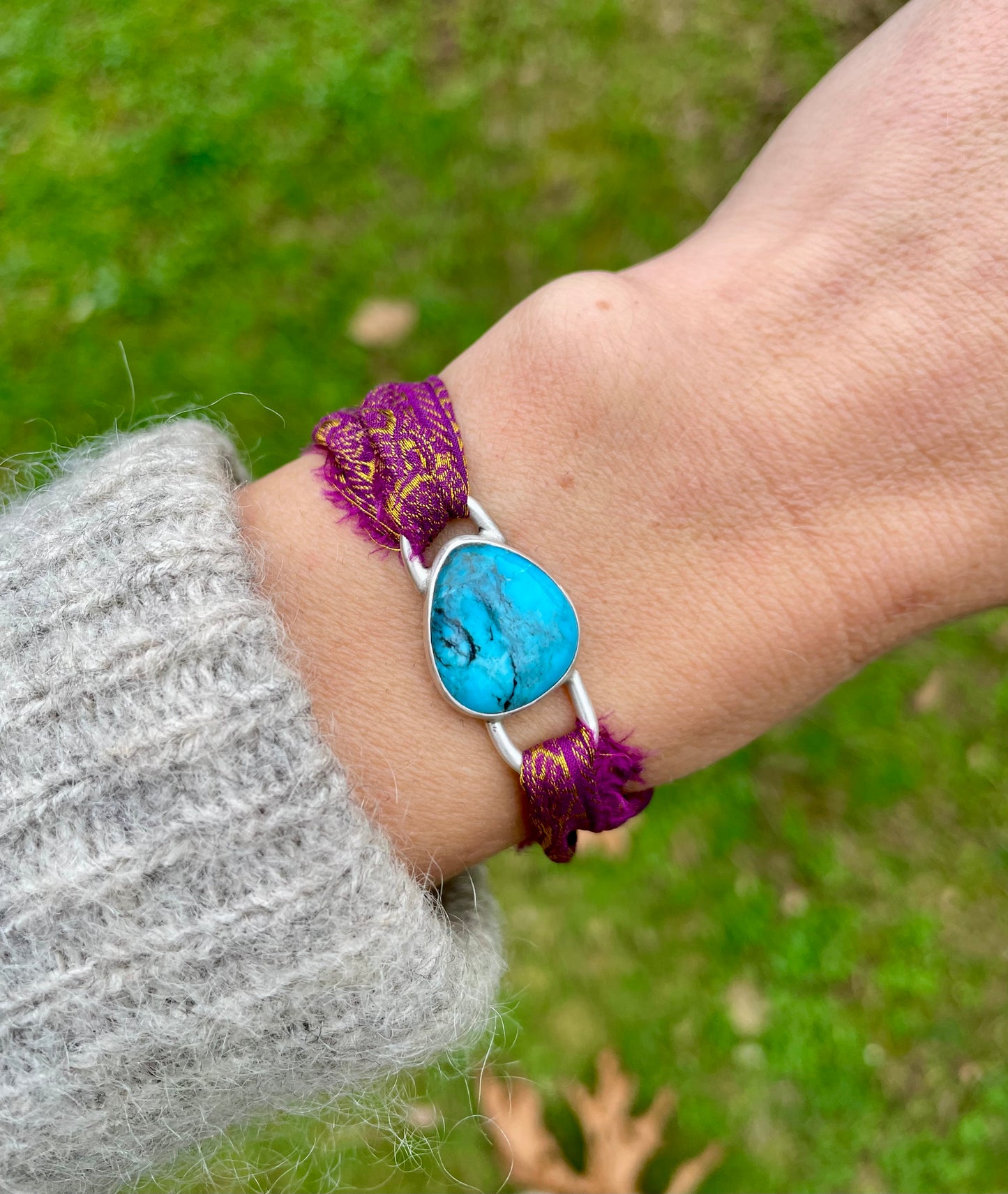 Kingman Turquoise - Wrap Around Stone Charm