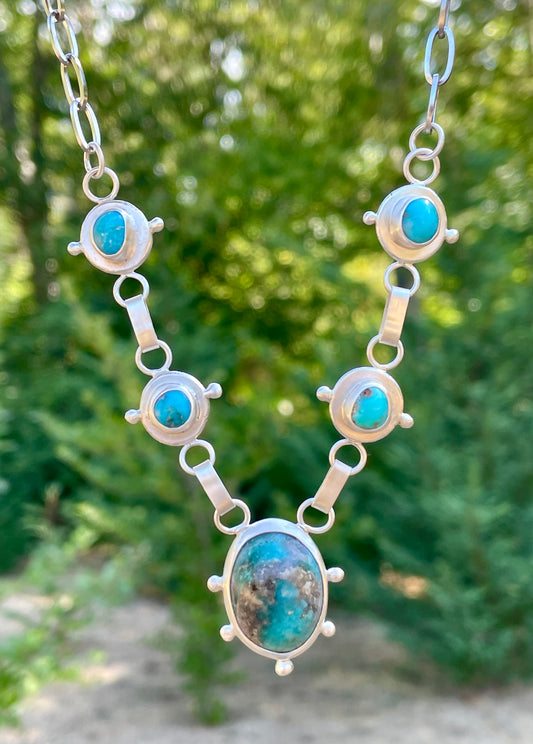 Handcrafted Turquoise Bloom Necklace