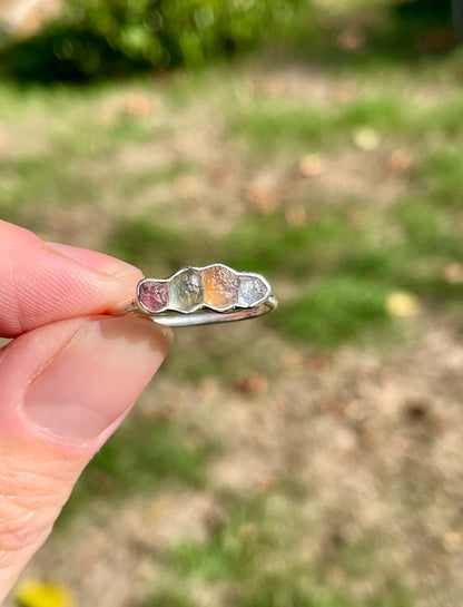 Raw Montana Sapphire Rainbow Ring Size 9