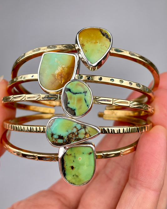 Brass and Sterling Cuffs with Variscite