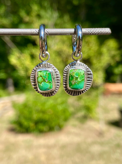 Recycled Square Sonoran Gold Turquoise Huggie Hoops
