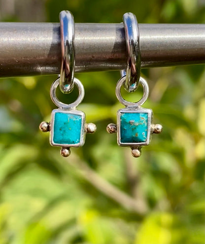 Square Turquoise Huggie Hoop 2