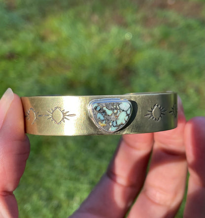 Wide Variscite Brass Cuff 4