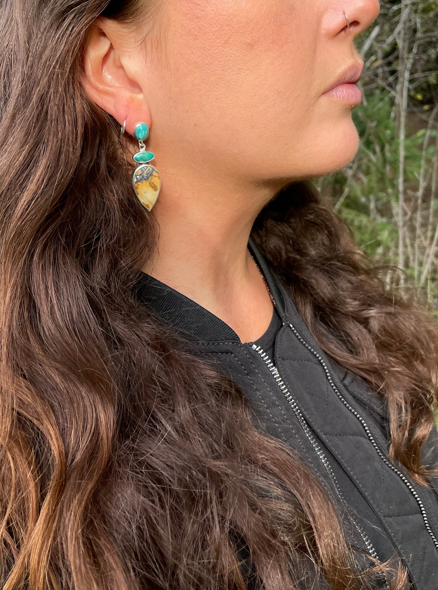 Turquoise and Jasper stud Earrings