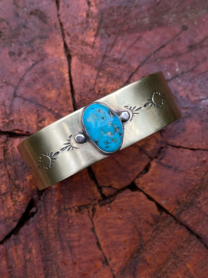 Heavy gauge Turquoise Brass Cuff