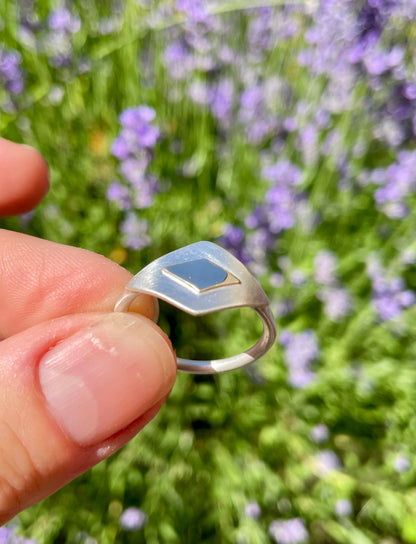 Sterling and 10k Gold Shield Ring size 9