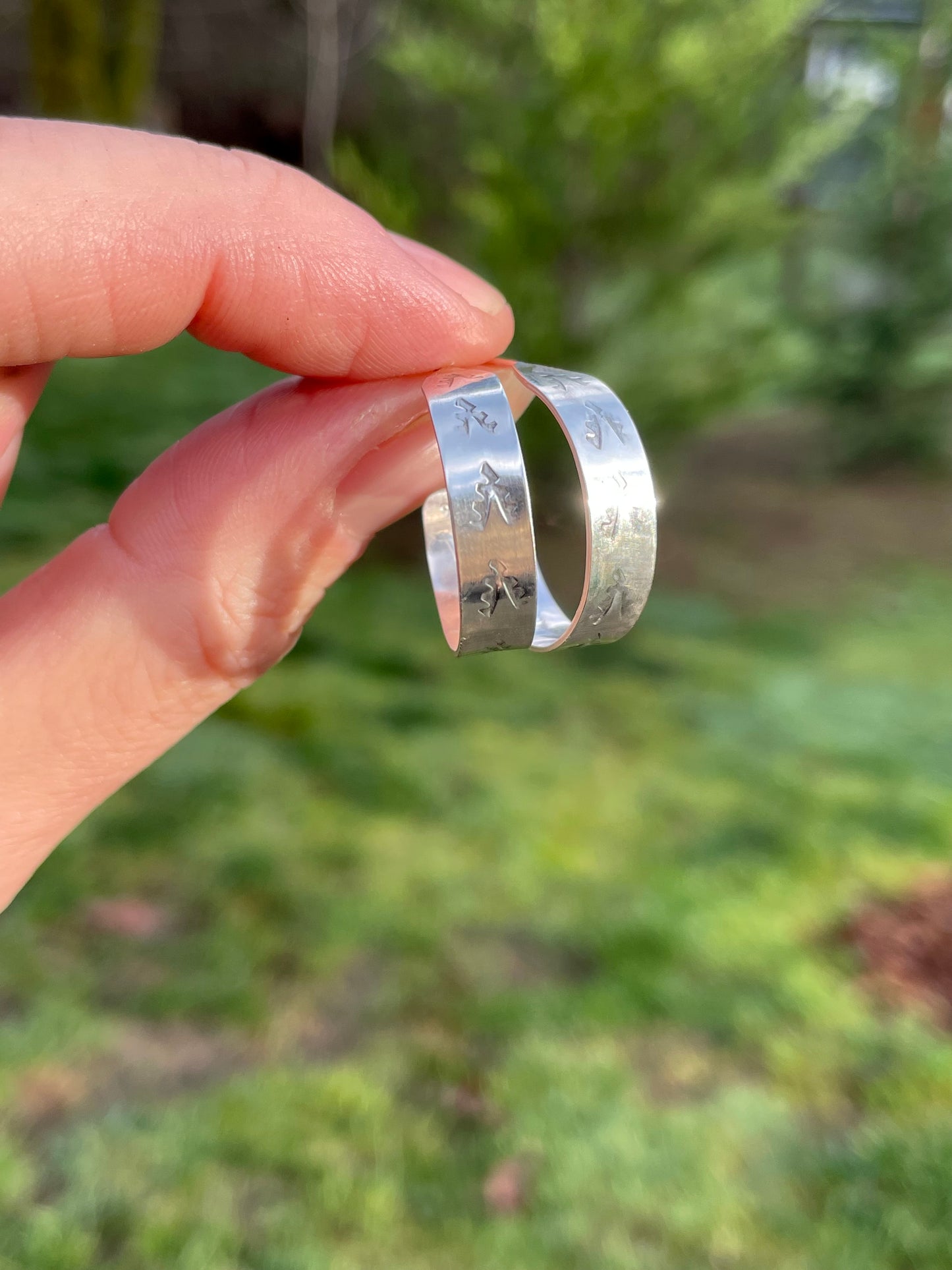 Hand stamped Sterling Hoops 2