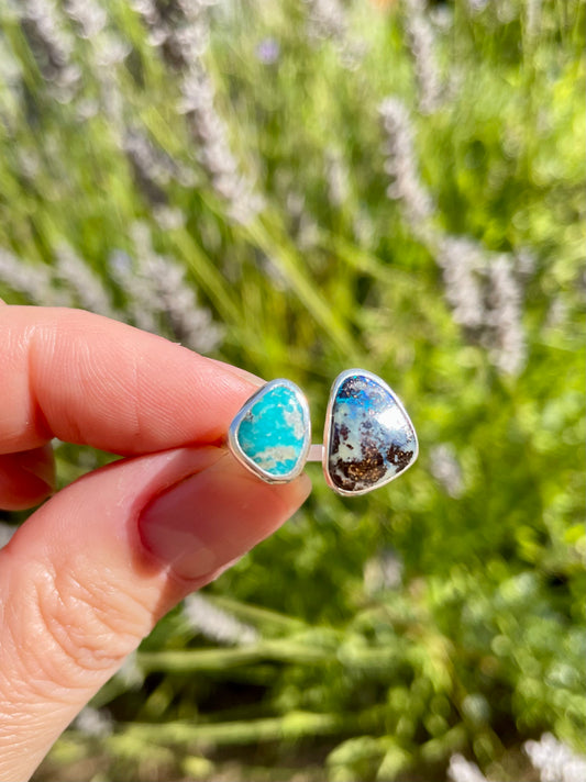 Turquoise and Boulder Opal split ring size 8-9