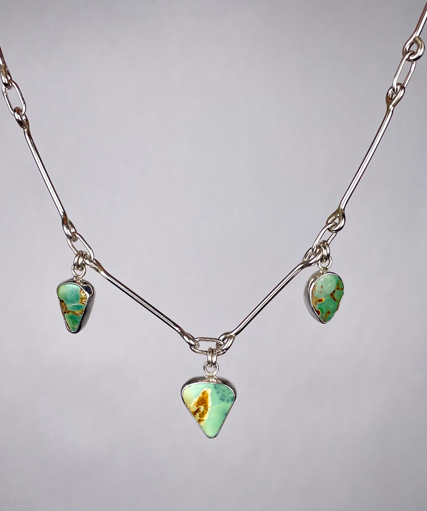 Handcrafted chain with three Variscite 1