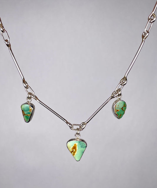 Handcrafted chain with three Variscite 1