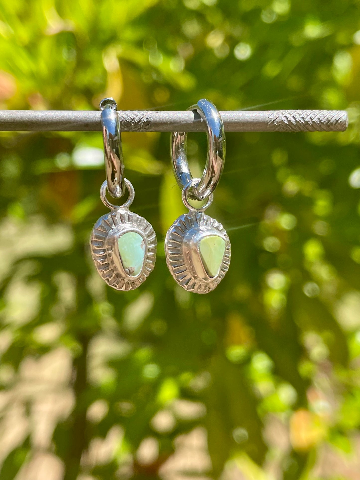 Blue Gem Turquoise Huggie Hoops